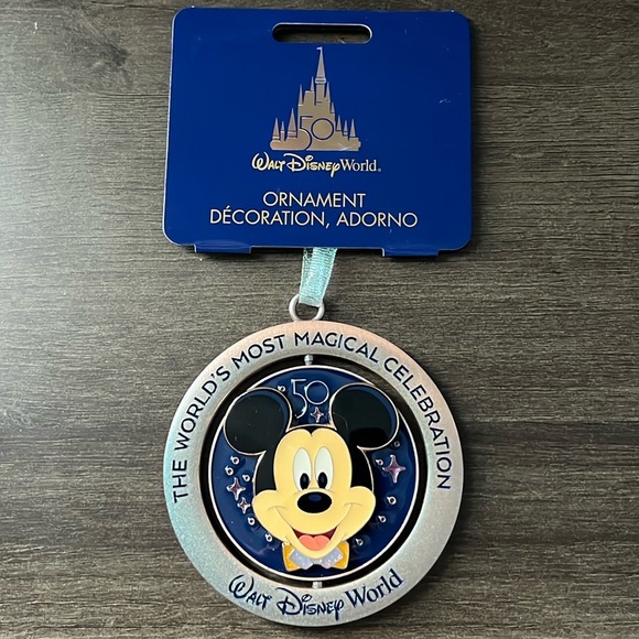 Disney Parks Walt Disney World 50th Anniversary Spinner Mickey Mouse Ornament - Picture 1 of 3